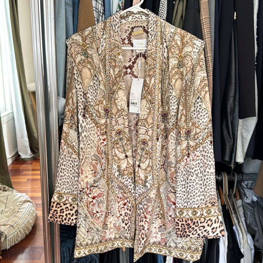 NWT Camilla designer 100% silk gem studded jacket